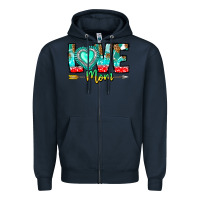 Navy Love Mom Zipper Hoodie - CowhideDigitalArt