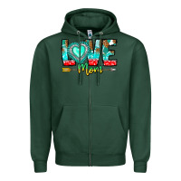 Sports Green Love Mom Zipper Hoodie - CowhideDigitalArt
