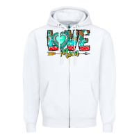 White Love Mom Zipper Hoodie - CowhideDigitalArt