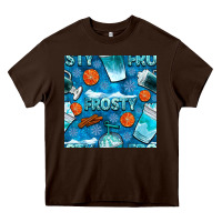 Chocolate Brown winter frosty coffee cups and snow seamless pattern bbs Heavy Core Tee - BundleAndBundleShop
