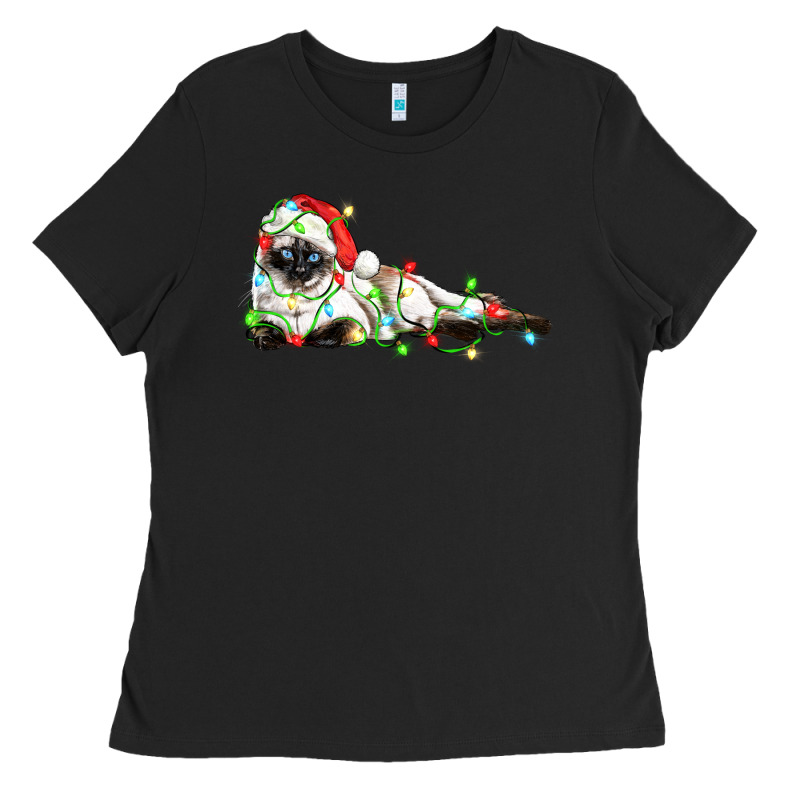 Christmas Siamese Cat Ladies Tee by LillyAllenDesigns | Teevron