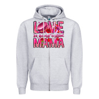 Heather Grey Love is Being Called Mama Zipper Hoodie - CowhideDigitalArt