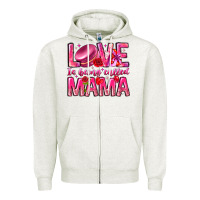 Oatmeal Heather Love is Being Called Mama Zipper Hoodie - CowhideDigitalArt