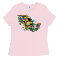 Bubblegum Pink Guerrero Mexico Sunflower Map Ladies Tee - RanaPortraitStore