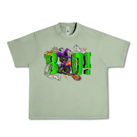 Oil Green Boo! with black cat Halloween Urban Heavy Tee - NancyCooperArtShop