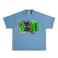 Pebble Blue Boo! with black cat Halloween Urban Heavy Tee - NancyCooperArtShop