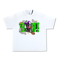 White Boo! with black cat Halloween Urban Heavy Tee - NancyCooperArtShop
