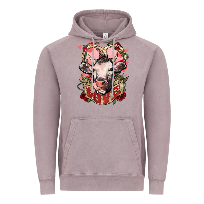Cow Valentine's Day Love Vintage Hoodie by HowdyJamesFarm | Teevron