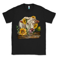 Black charolais cow with sunflowers Classic Tee - LillyAllenDesigns