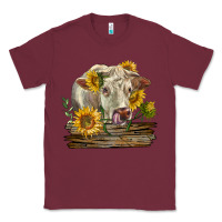 Burgundy charolais cow with sunflowers Classic Tee - LillyAllenDesigns
