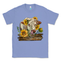 Colony Blue charolais cow with sunflowers Classic Tee - LillyAllenDesigns