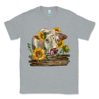 Heather Grey charolais cow with sunflowers Classic Tee - LillyAllenDesigns