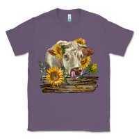 Lavender charolais cow with sunflowers Classic Tee - LillyAllenDesigns