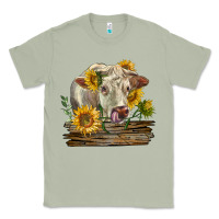Matcha charolais cow with sunflowers Classic Tee - LillyAllenDesigns