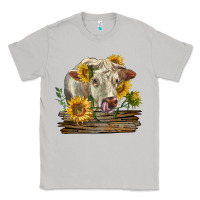 Moon Dust charolais cow with sunflowers Classic Tee - LillyAllenDesigns