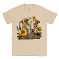 Mushroom charolais cow with sunflowers Classic Tee - LillyAllenDesigns