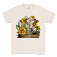 Natural charolais cow with sunflowers Classic Tee - LillyAllenDesigns
