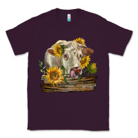 Plum charolais cow with sunflowers Classic Tee - LillyAllenDesigns