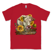 Red charolais cow with sunflowers Classic Tee - LillyAllenDesigns