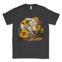 Smoke charolais cow with sunflowers Classic Tee - LillyAllenDesigns