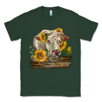 Sports Green charolais cow with sunflowers Classic Tee - LillyAllenDesigns