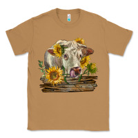 Toasted Coconut charolais cow with sunflowers Classic Tee - LillyAllenDesigns