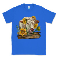 True Royal charolais cow with sunflowers Classic Tee - LillyAllenDesigns