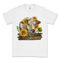 White charolais cow with sunflowers Classic Tee - LillyAllenDesigns