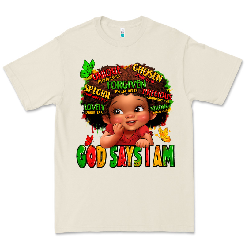 God Says I Am Juneteenth Kid Premium Tee by LillyAllenDesigns | Teevron