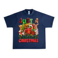 Navy just a girl who loves christmas Urban Heavy Tee - texasbilliewilder