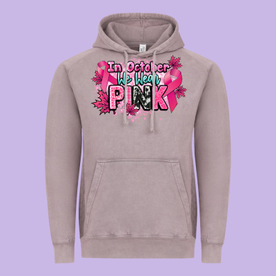In October We Wear Pink Cancer Awareness Vintage Hoodie Designed By Howdyjamesfarm
