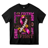 Black breast cancer american football ribbon love cure fight bbs Heavy Core Tee - BundleAndBundleShop