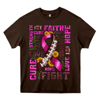 Chocolate Brown breast cancer american football ribbon love cure fight bbs Heavy Core Tee - BundleAndBundleShop