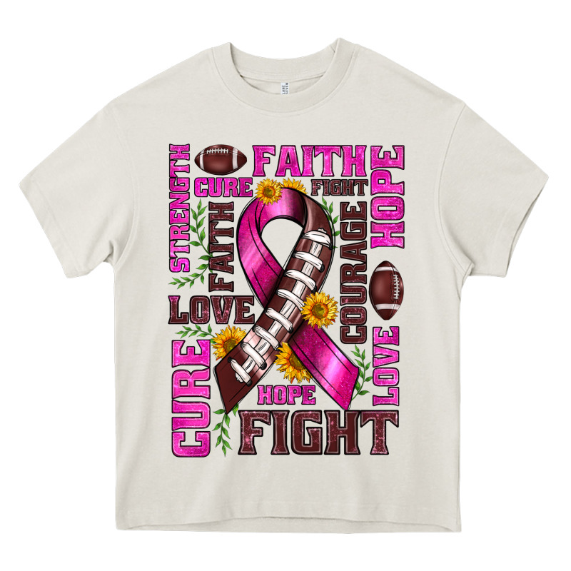 Breast Cancer American Football Ribbon Love Cure Fight Bbs Heavy Core Tee by BundleAndBundleShop | Teevron