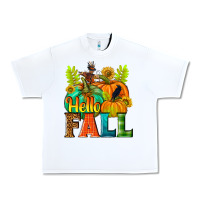 White Hello Fall Urban Heavy Tee - NancyCooperArtShop