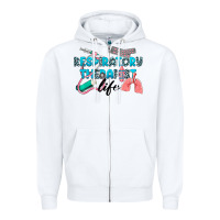 White Western Respiratory Therapist Life Zipper Hoodie - LillyAllenDesigns