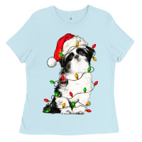 Baby Blue christmas shih tzu dog Ladies Tee - LillyAllenDesigns