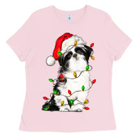 Bubblegum Pink christmas shih tzu dog Ladies Tee - LillyAllenDesigns