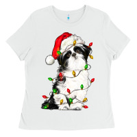 White christmas shih tzu dog Ladies Tee - LillyAllenDesigns