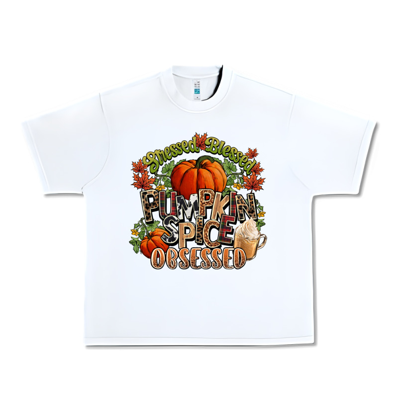 Stressed Blessed Pumpkin Spice Obsessed Fall Urban Heavy Tee by NancyCooperArtShop | Teevron