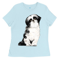 Baby Blue shih tzu dog Ladies Tee - LillyAllenDesigns