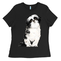Black shih tzu dog Ladies Tee - LillyAllenDesigns