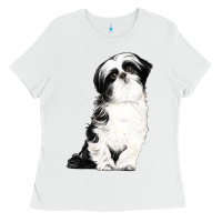 White shih tzu dog Ladies Tee - LillyAllenDesigns