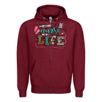 Burgundy Nurse life leopard frame Zipper Hoodie - LillyAllenDesigns