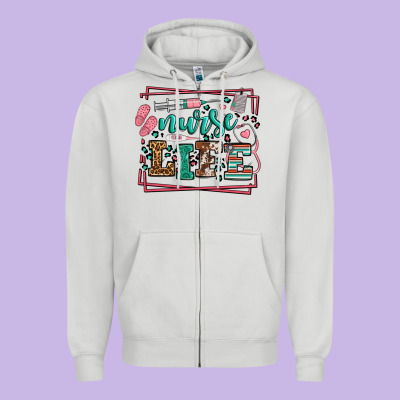 Nurse Life Leopard Frame Zipper Hoodie Designed By Lillyallendesigns