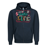 Navy Nurse life leopard frame Zipper Hoodie - LillyAllenDesigns