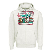 Oatmeal Heather Nurse life leopard frame Zipper Hoodie - LillyAllenDesigns