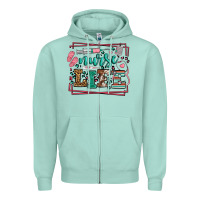 Seafoam Nurse life leopard frame Zipper Hoodie - LillyAllenDesigns