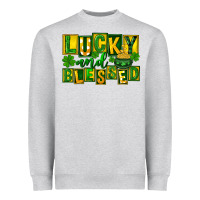 Heather Grey Lucky and blessed St. Patricks Day Heavyweight Sweatshirt - FaDigitalArtStudio