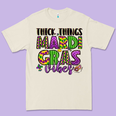 Thick Things Mardi Gras Vibes Premium Tee Designed By Lillyallendesigns